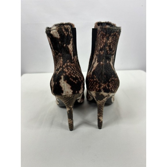 Charles by Charles David Panama Faux Fur Boots Brown Black Animal Print Pointy - Picture 3 of 12